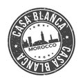 Casa Blanca Morocco Africa Round Button City Skyline Design Stamp Vector Travel Tourism