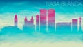 Casa Blanca Morocco Skyline City Vector Silhouette. Broken Glass Abstract Geometric Dynamic Textured. Banner Background. Colorful