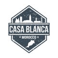 Casa Blanca Morocco Travel Stamp Icon Skyline City Design Tourism Seal Passport Vector.