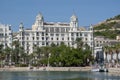 Casa Carbonell of Alicante with people on public square in front, Spain