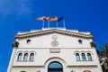 Casa Consistorial city hall in Badalona, Barcelona, Catalunya. Flags