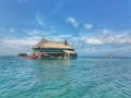 Casa en el mar en el archipielago de San Bernardo en el Caribe colombiano. Sucre, Colombia.