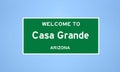 Casa Grande, Arizona city limit sign. Town sign from the USA.