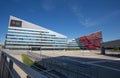 `Casa Milan` modern building, home of A.C. Milan football club and L.G. building, korean brand of electronic components in Milan,