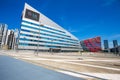 `Casa Milan` modern building, home of A.C. Milan football club and L.G. building, korean brand of electronic components in Milan,