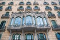 Casa Ramos building facade. Modernist architecture and style. Design and structure of Barcelona. Landmark and