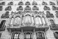 Casa Ramos building facade. Modernist architecture and style. Design and structure of Barcelona. Landmark and