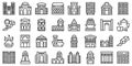 Casablanca icons set outline vector. City skyline Royalty Free Stock Photo