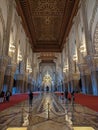 CASABLANCA, MOROCCO - APRIL 13, 2023 - Interior of the famous Hassan II Mosque at the coast of Casablanca in Morocco