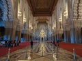 CASABLANCA, MOROCCO - APRIL 13, 2023 - Interior of the famous Hassan II Mosque at the coast of Casablanca in Morocco