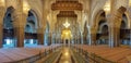 CASABLANCA, MOROCCO - APRIL 13, 2023 - Interior of the famous Hassan II Mosque at the coast of Casablanca in Morocco