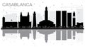 Casablanca Morocco City skyline black and white silhouette with Royalty Free Stock Photo