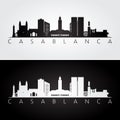 Casablanca skyline and landmarks silhouette Royalty Free Stock Photo