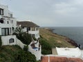 Casapueblo, view of the building and the lake, day.