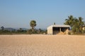 Casava on drying bed and silo in rural of Thailand