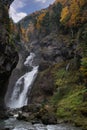 Cascada Del Estrecho Estrecho waterfall in Ordesa valley, in Autumn season, Heusca, Spain