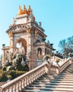 Cascada del Parque de la Ciudadela. Close up shot of monument in popular Barcelona Ciutadella Park in sunset Royalty Free Stock Photo