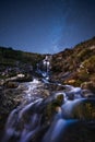Night waterfall with milky way Royalty Free Stock Photo