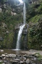 Cascada Taxopamba waterfall flowing into pool Otavalo Ecuador Royalty Free Stock Photo