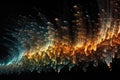 cascade of abstract particles and light trails on a dark background, reminiscent of a mesmerizing fireworks display