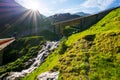 cascade of a balea stream in morning light