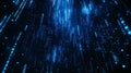 A cascade of blue binary code falls in a captivating digital rain, forming an abstract background studded with Royalty Free Stock Photo