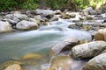 Cascade in Carpathian forest, Ukraine Royalty Free Stock Photo