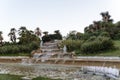 It is a cascade fountain in the Jardins del Mirador Park on Mount Montjuic