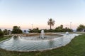 It is a cascade fountain in the Jardins del Mirador Park on Mount Montjuic