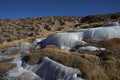 Cascade of frozen water on the Altiplano Royalty Free Stock Photo