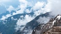 Cascade of mountains. Beautiful scenery. Cloudy weather. National Park. Tre Cime, Dolomites, South Tyrol. Italy. Royalty Free Stock Photo