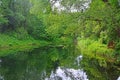 Cascade of ponds in Dendrology garden in Pereslavl-Zalessky city