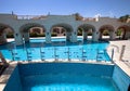 Cascade pool with blue water at the hotel in Egypt Royalty Free Stock Photo