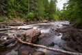 Cascade River with Fallen Tree Branch Royalty Free Stock Photo