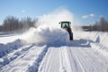 cascade of snow from a snowplow in action Royalty Free Stock Photo