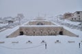 The Cascade stairway winter scene, Yerevan,Armenia