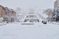 The Cascade stairway winter scene, Yerevan,Armenia