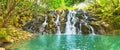 Cascade Vacoas waterfall. Mauritius. Panorama Royalty Free Stock Photo