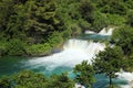 Cascade waterfall in Krka Landscape Park, Croatia. The best big beautiful Croatian waterfalls, mountains and nature Royalty Free Stock Photo