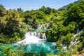 Cascade waterfalls in the forest. Krka, National Park, Dalmatia, Croatia Royalty Free Stock Photo