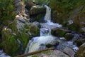 Cascade of waterfalls on a small mountain river Royalty Free Stock Photo