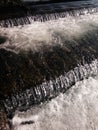 Cascades on a flowing river