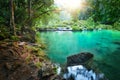 Cascades National Park in Guatemala Semuc Champey at sunset. Royalty Free Stock Photo