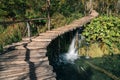 Cascades near the tourist path in Plitvice lakes national park Royalty Free Stock Photo