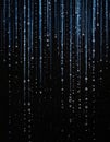 Cascading Binary Code Rain on Dark Background with Blue Digital Strings Royalty Free Stock Photo