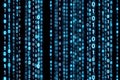 Digital binary code streams falling blue light data technology Royalty Free Stock Photo