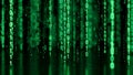 Cascading Green Binary Code Matrix Falling Through Digital Darkness Royalty Free Stock Photo