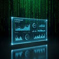 Cascading green binary code resembling the Matrix creating a Royalty Free Stock Photo