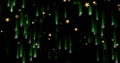 Cascading green binary code streams spanning frame in digital environment, with golden star shapes Royalty Free Stock Photo