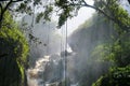 Cascading river amongst lush green scenery.